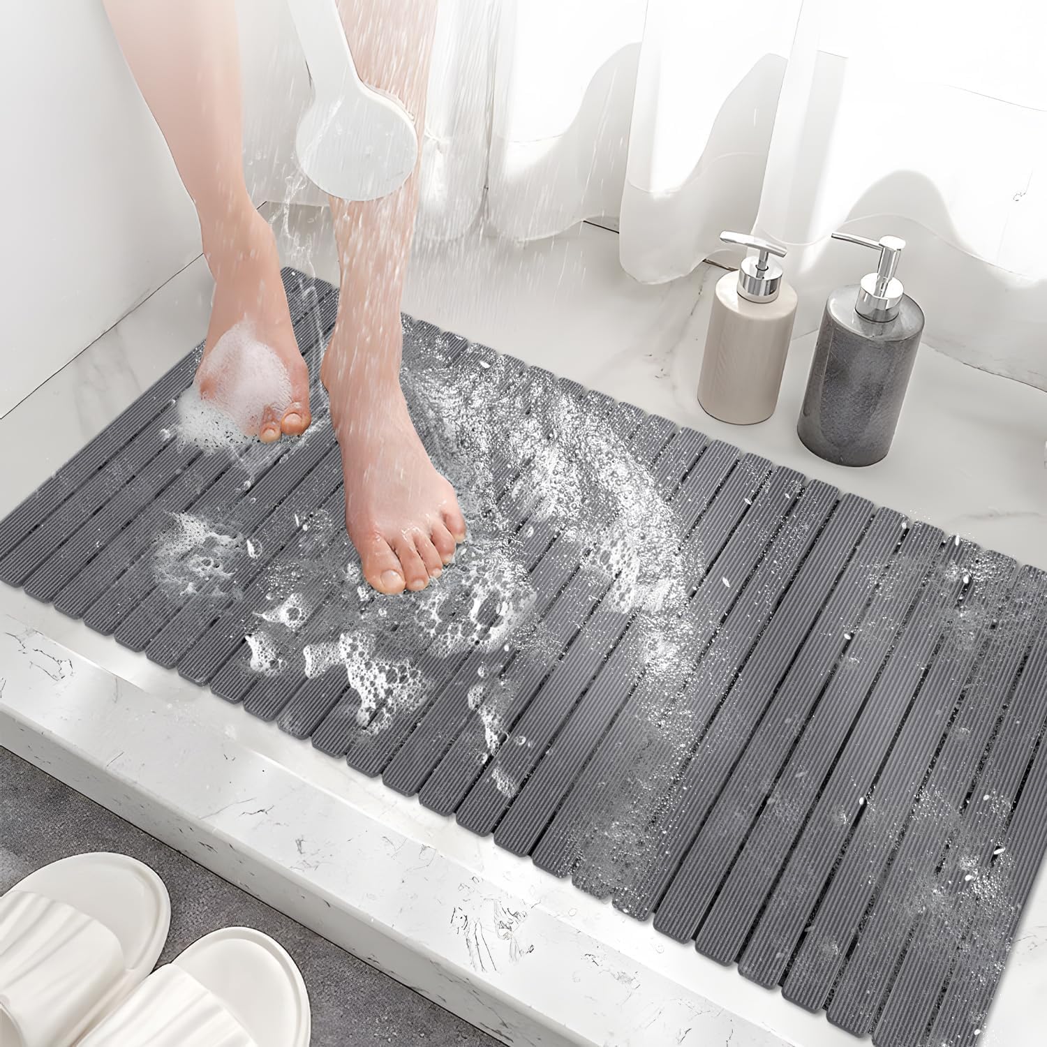 MBOSS bathtub mat non-slip with suction cups ensures secure footing on smooth surfaces.