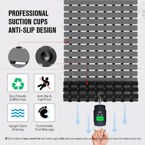 MBOSS bathtub mat stripe texture adds friction and a modern, safe bathroom look.