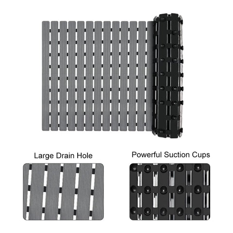 MBOSS shower mat with textured stripe grip enhances safety on wet tiles.