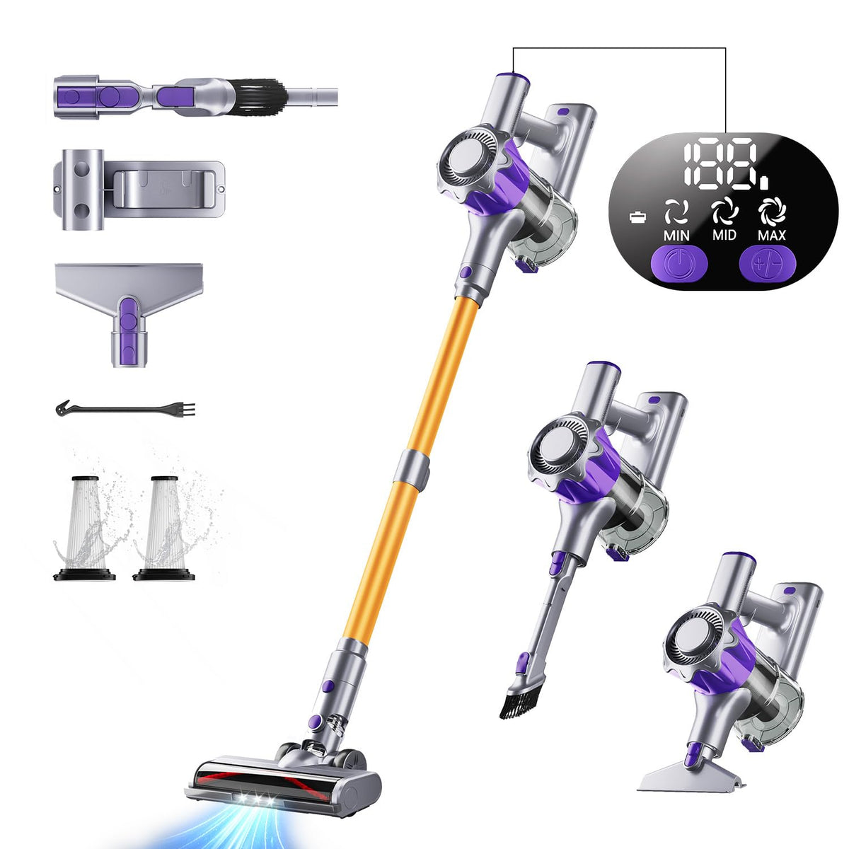 MBYULO cordless vacuum with a 450W motor for deep cleaning on floors and carpets