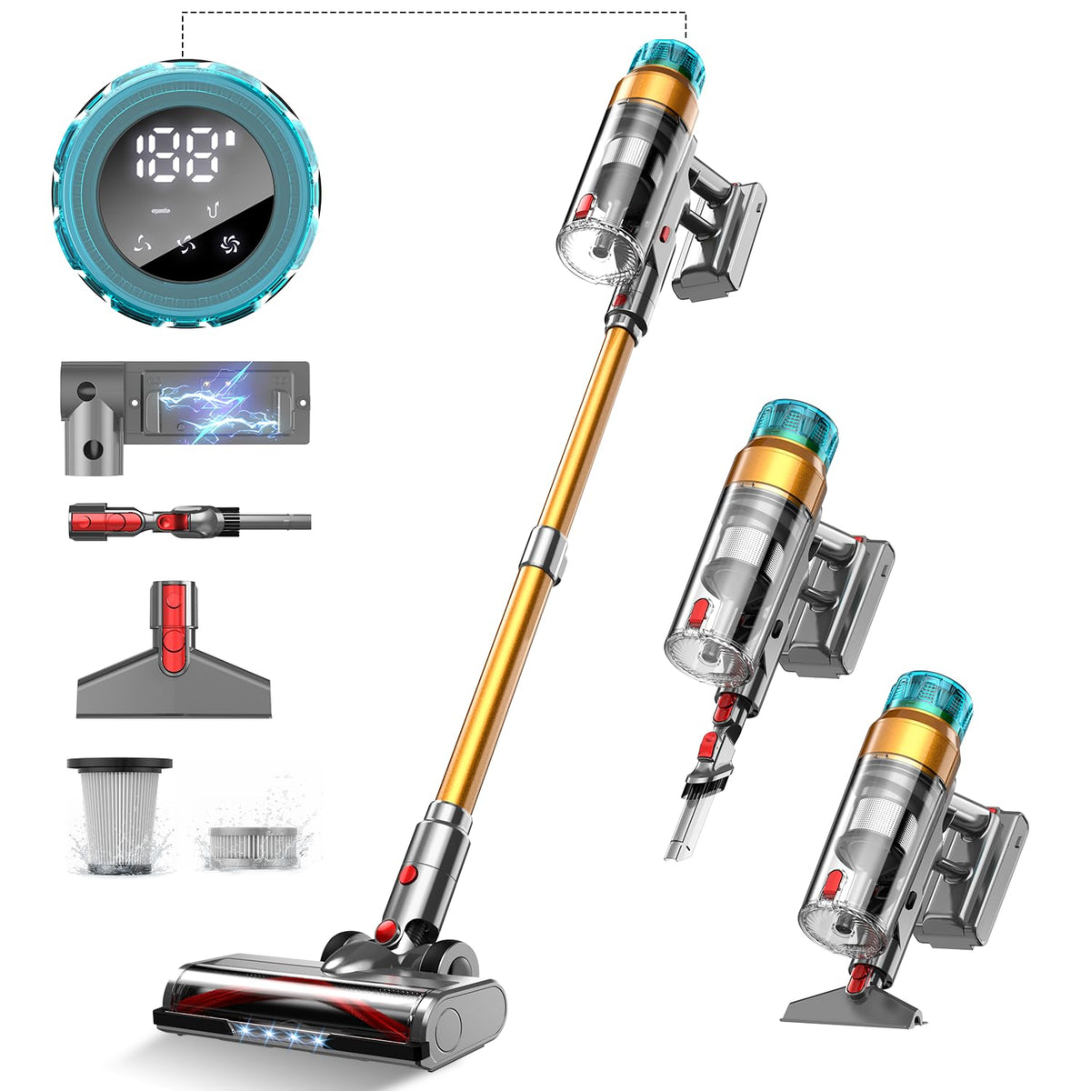 MBYULO cordless vacuum with 600W suction for deep cleaning on multiple surfaces