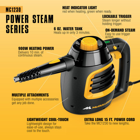 McCulloch MC1230 car detailing setup for at-home interior refresh.