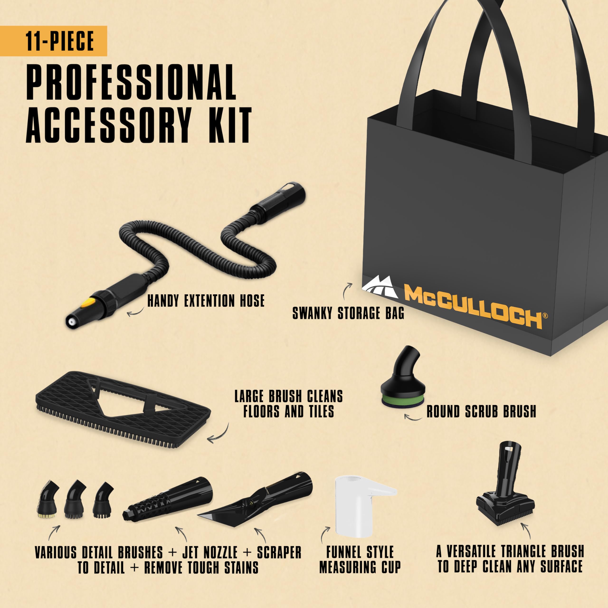 McCulloch MC1230 extended reach with long cord and hose for hard-to-reach areas.