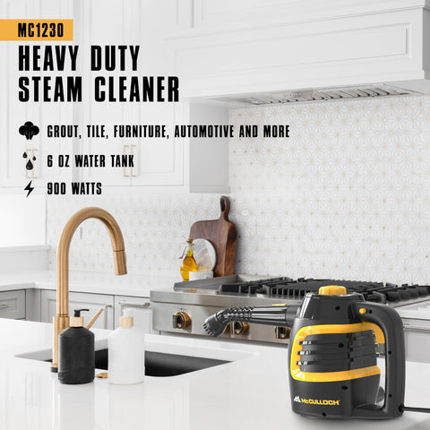 McCulloch MC1230 quick-heat-up feature enabling fast cleaning sessions.