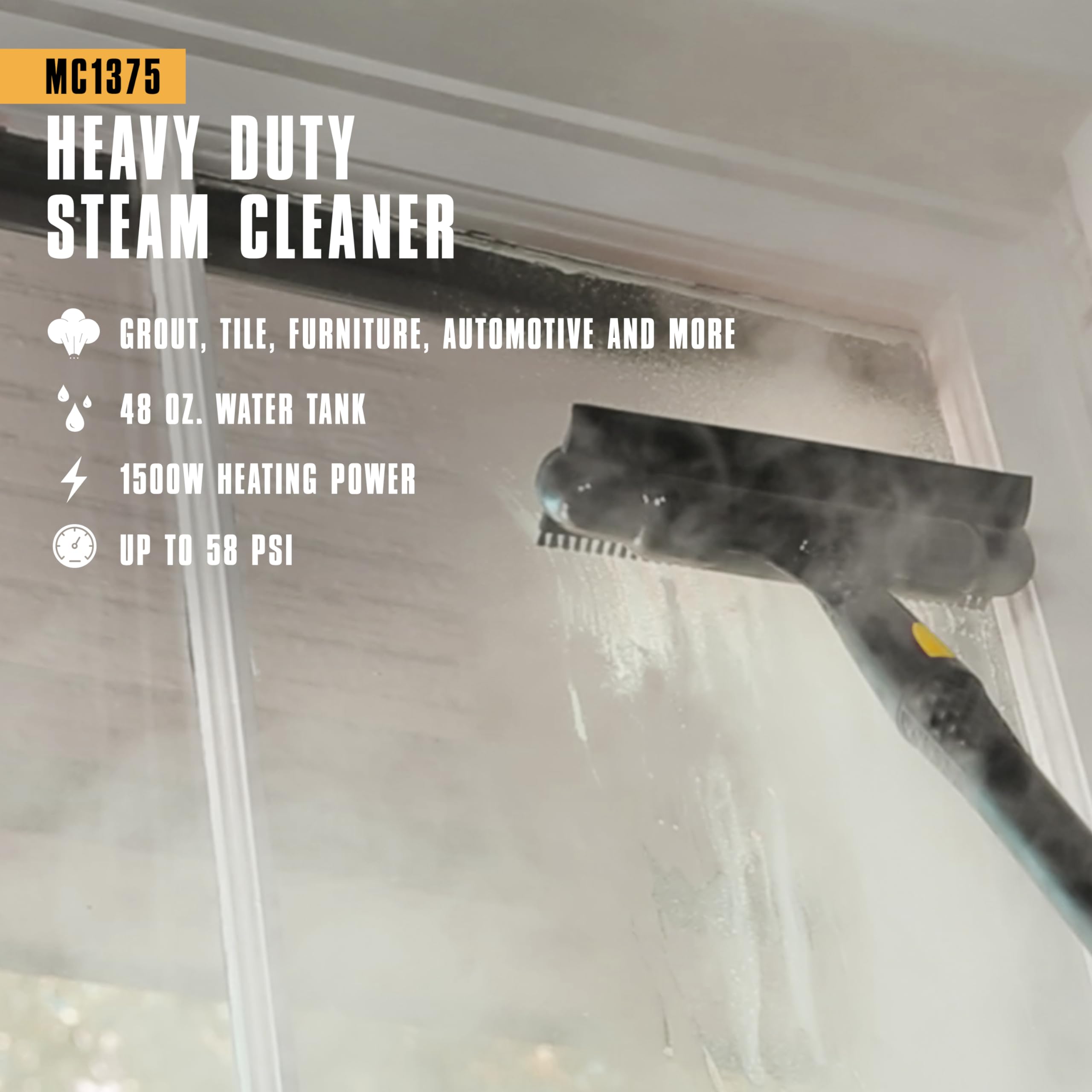 McCulloch MC1375 tank and quick-heat feature enables fast cleaning starts.