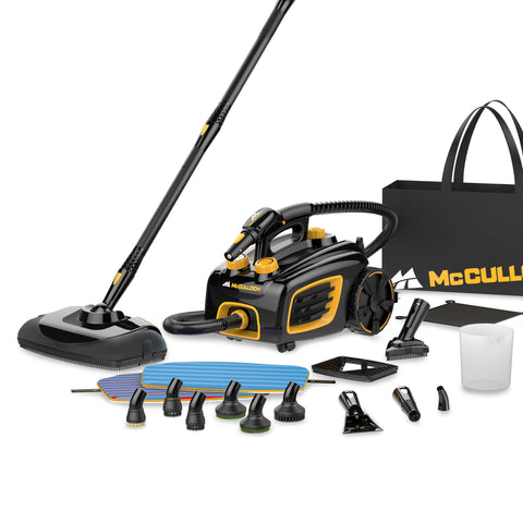 McCulloch MC1375 canister steam cleaner overview highlights versatility for many surfaces.