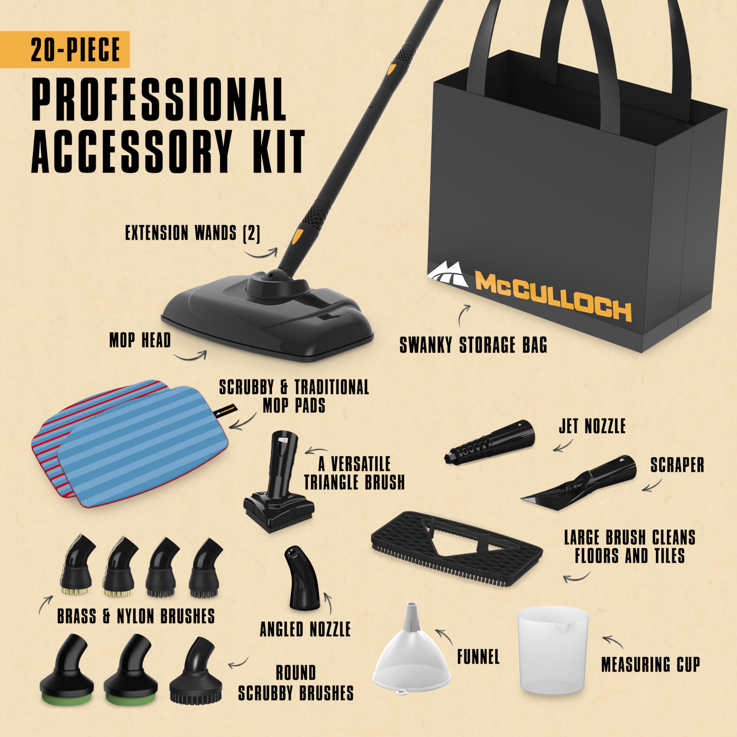 McCulloch MC1375 floor-mop attachment in use for easy hard-surface cleaning.