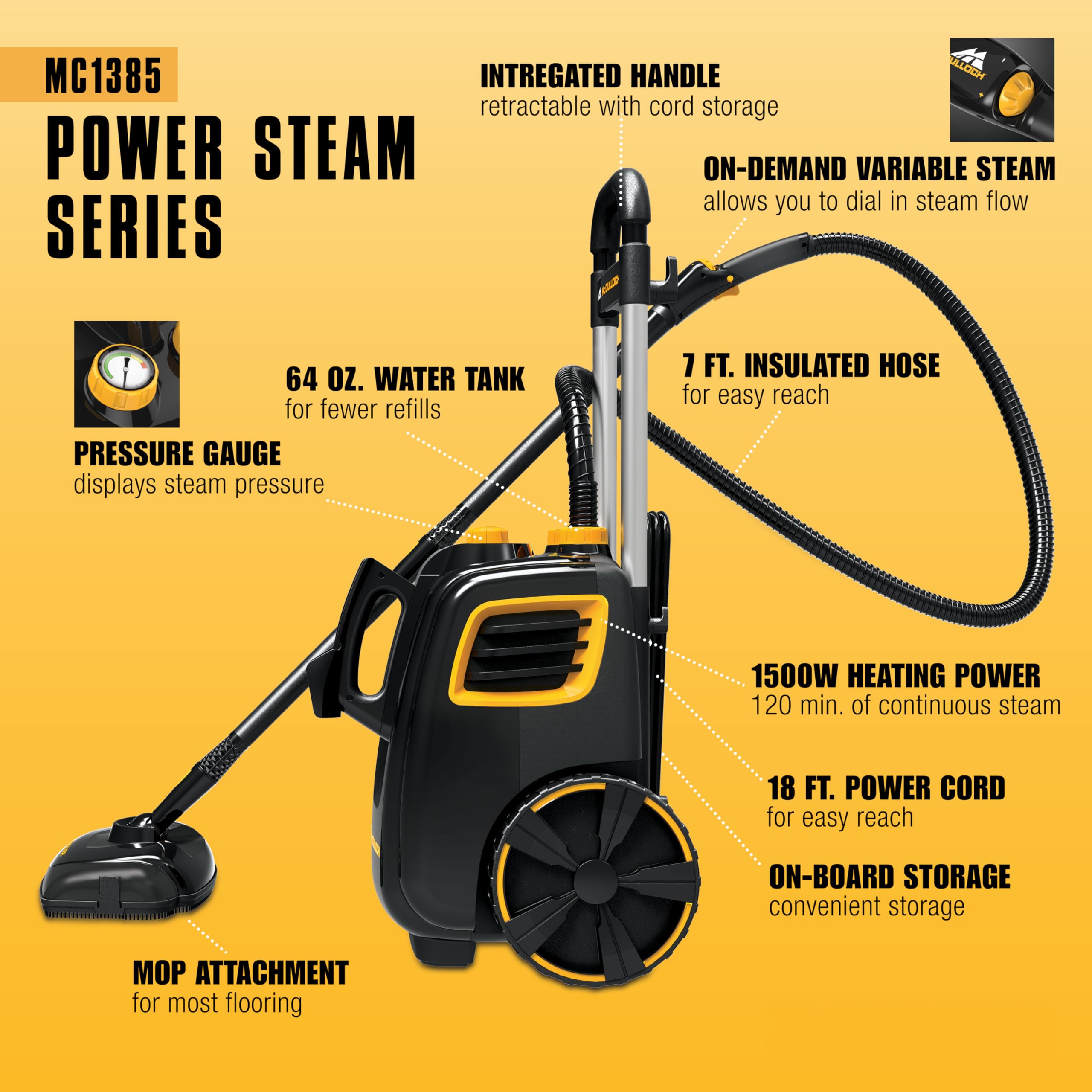 McCulloch MC1385 car-detailing kit helps refresh interiors with steam