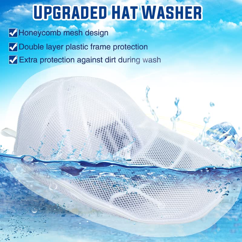 Close-up of honeycomb mesh bag inside MCHKJ hat washer for durability
