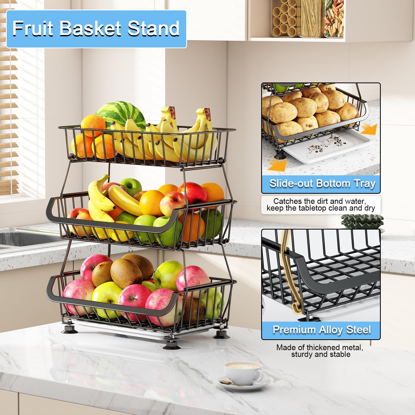 Mchoter kitchen storage cart with wheels for effortless relocation