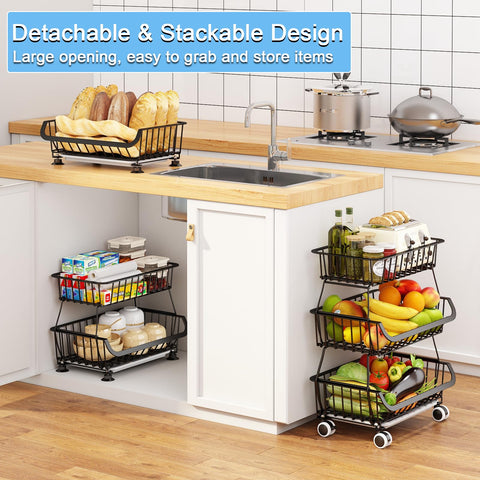 Mchoter stackable pantry baskets for adjustable produce storage