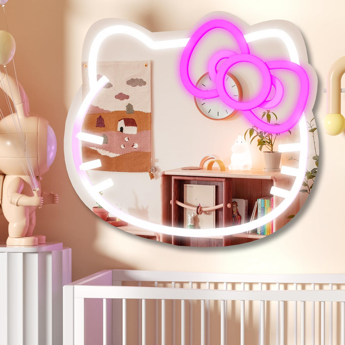 MCJSGSP Anime Hello Kit Cat neon mirror glowing as playful wall decor