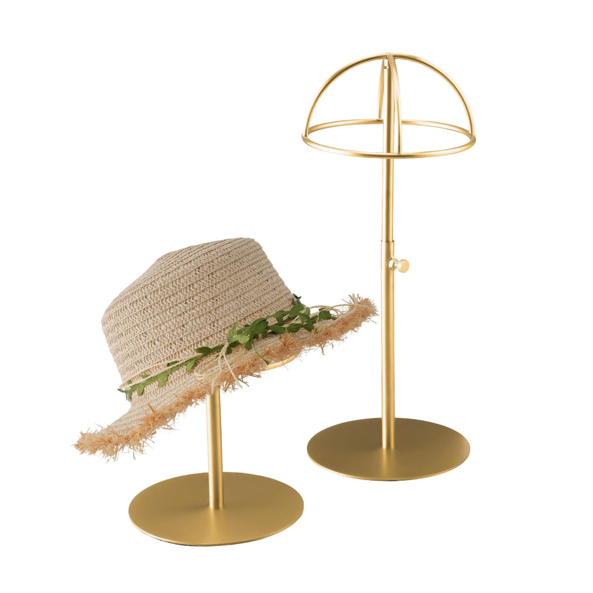 MCKECHSION hat display stand in stainless steel showing a clean, fingerprint-resistant surface