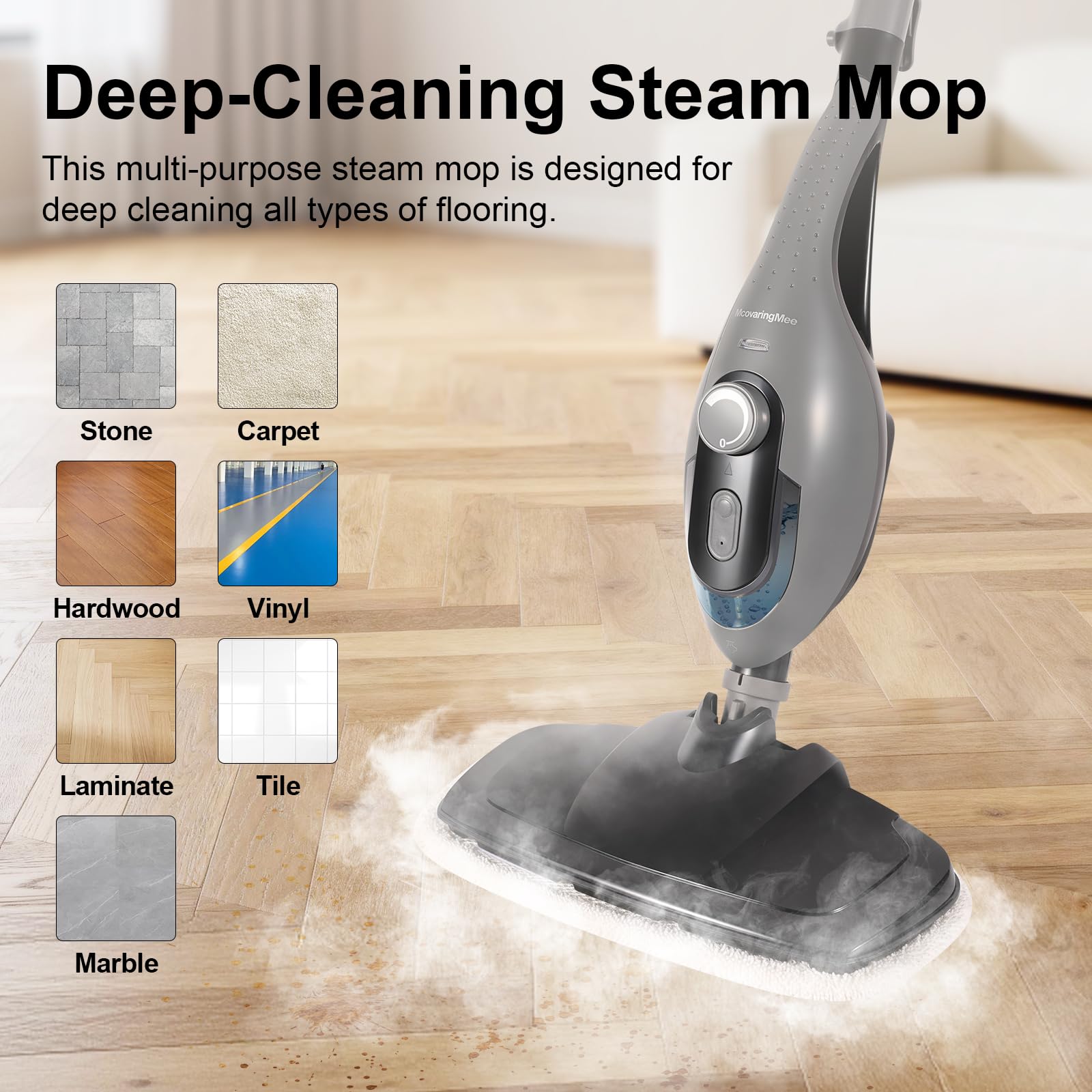 McovaringMee adjustable telescopic handle fits different heights.