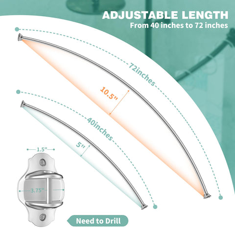 Mcrbeay curved rod uses rust-resistant stainless steel with ABS construction.