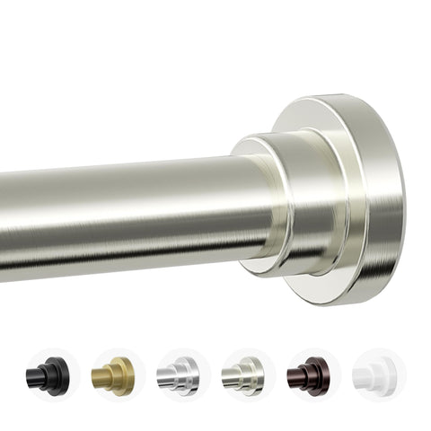 Mcrbeay shower rod with 1-inch diameter in brushed nickel for sturdy support.