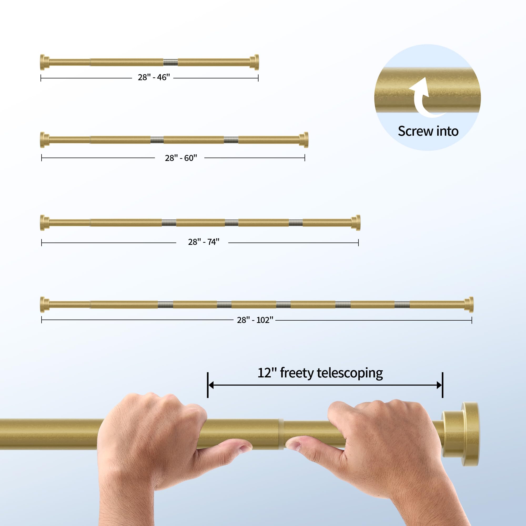 Mcrbeay adjustable length fits 28 to 74 inches for a flexible setup.