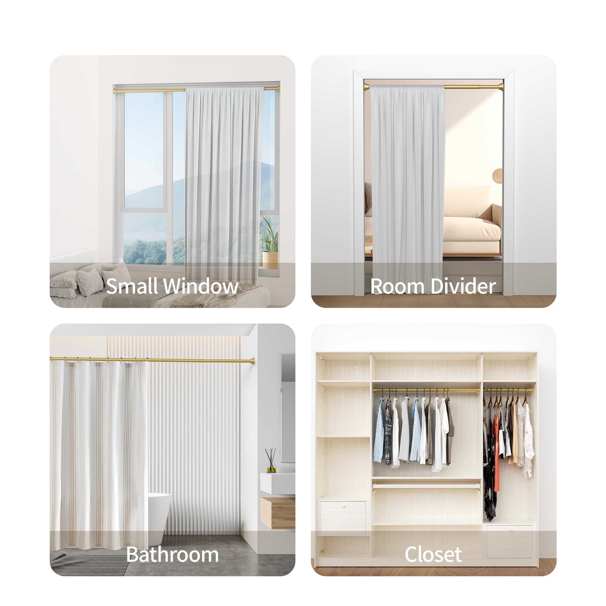 Mcrbeay multi-purpose rod ideal for bathroom, RV, or room divisions.