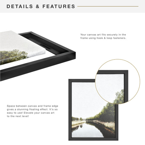 MCS canvas float frame 16x20 black pre-attached sawtooth hangers