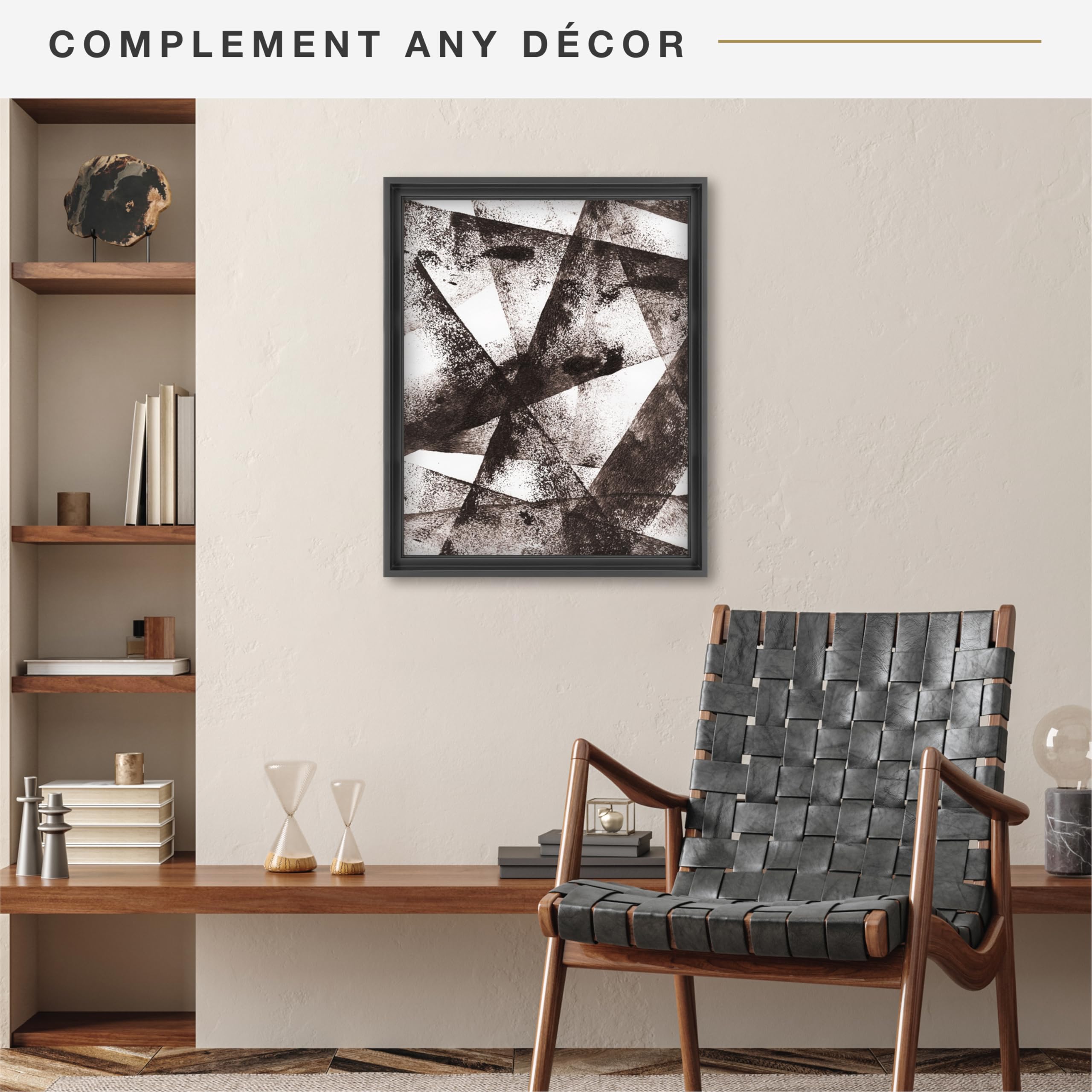 MCS black frame provides modern contrast for wall displays in vertical or horizontal layouts.