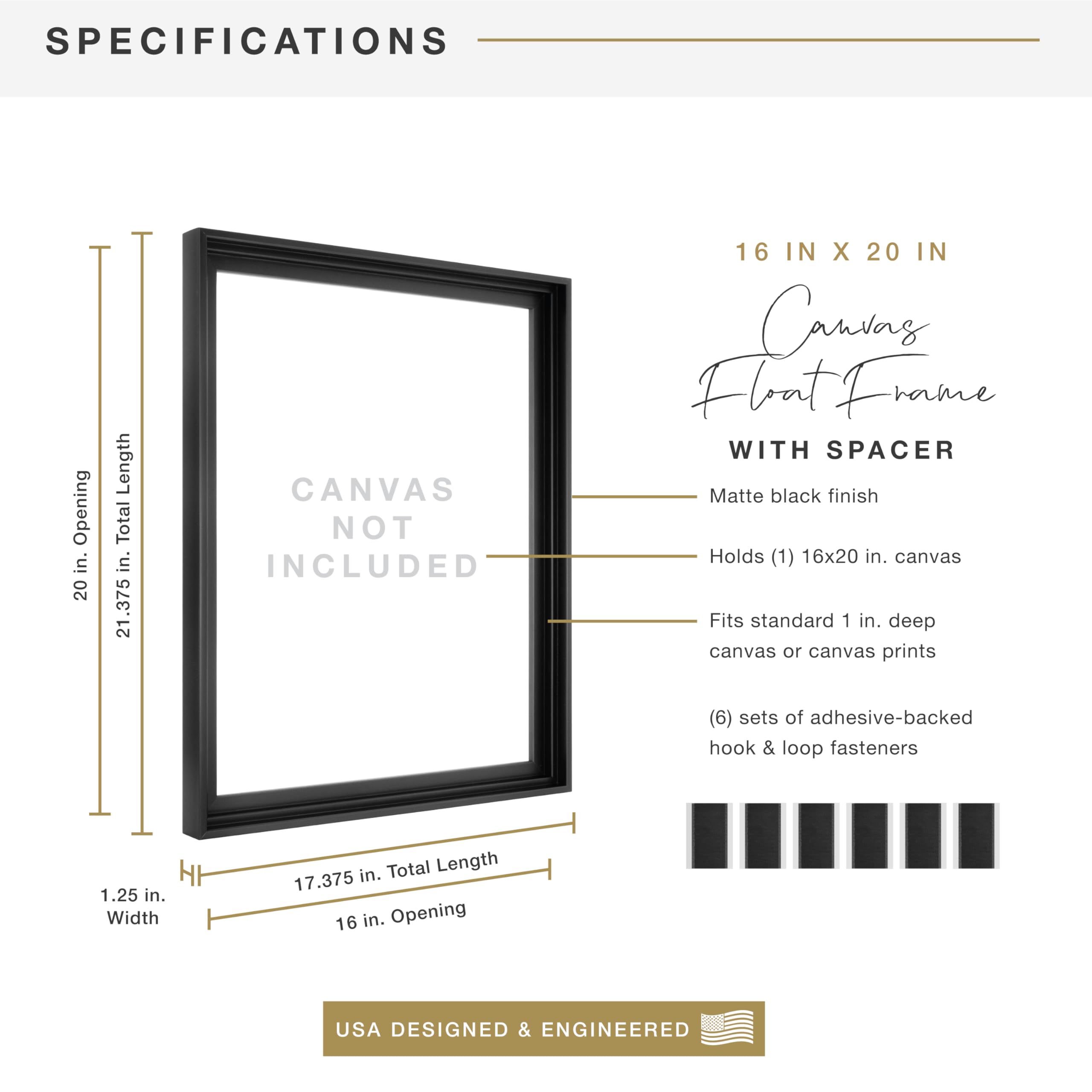 MCS Canvas Float Frame 16x20 with sawtooth hangers for versatile mounting