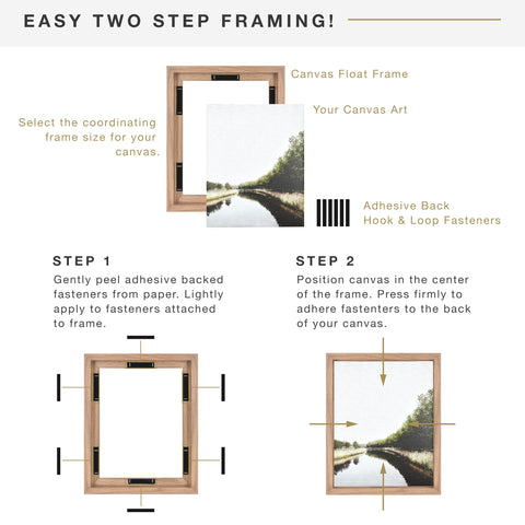 MCS Canvas Float Frame adhesive-back fasteners close-up for quick swaps.