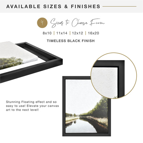 MCS Canvas Float Frame no-tools setup highlights simple hanging