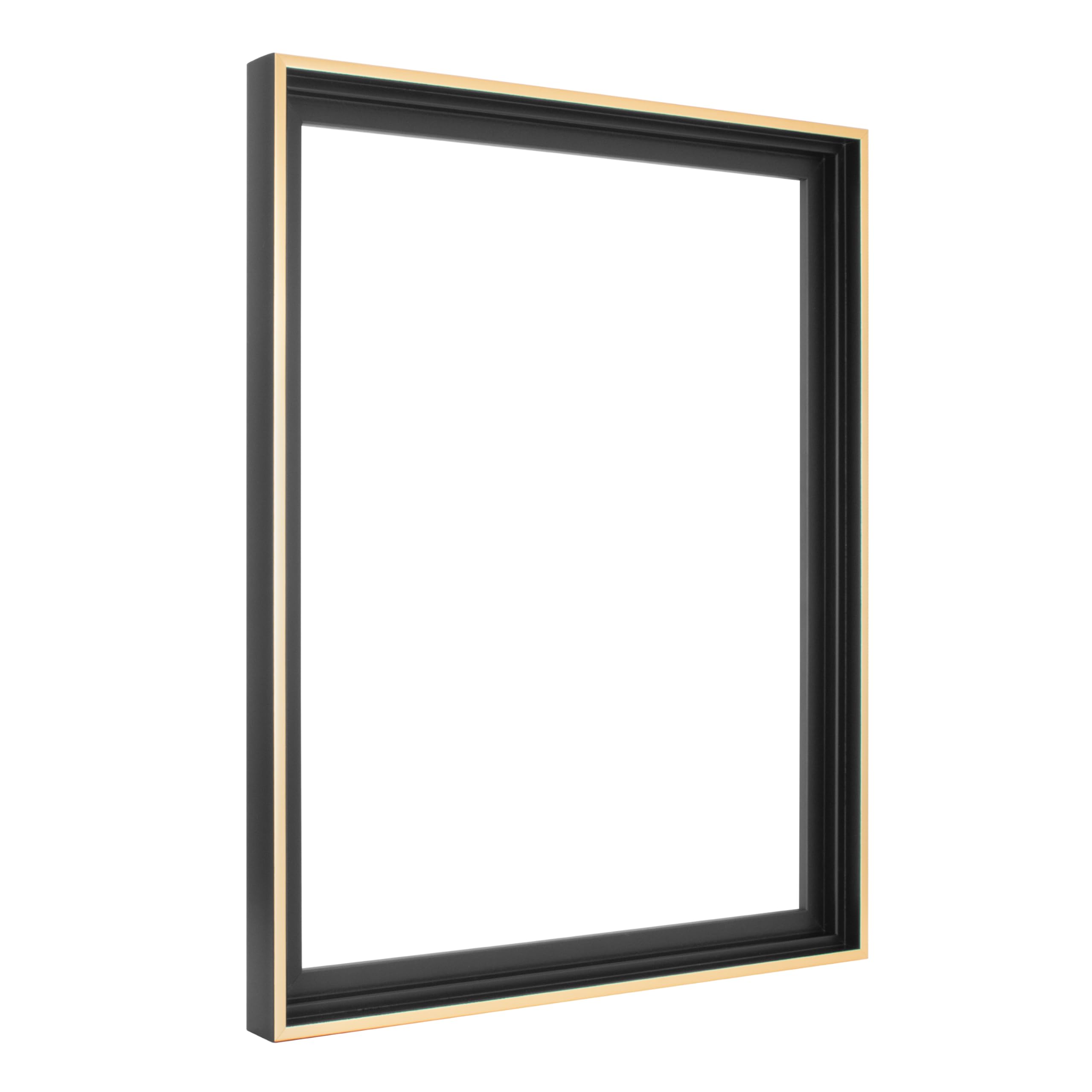 MCS canvas floater frame on wall display with black-gold finish