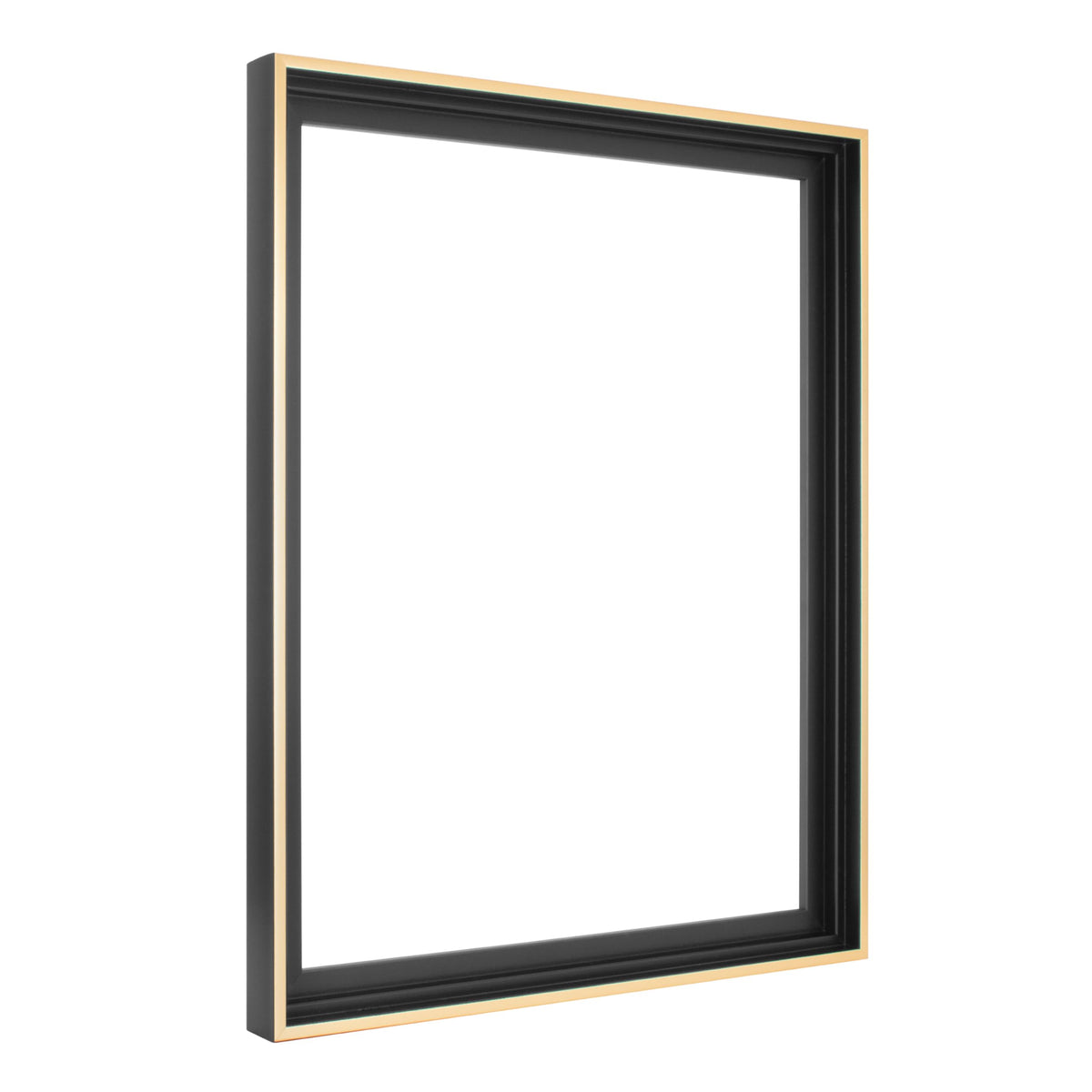 MCS canvas floater frame on wall display with black-gold finish