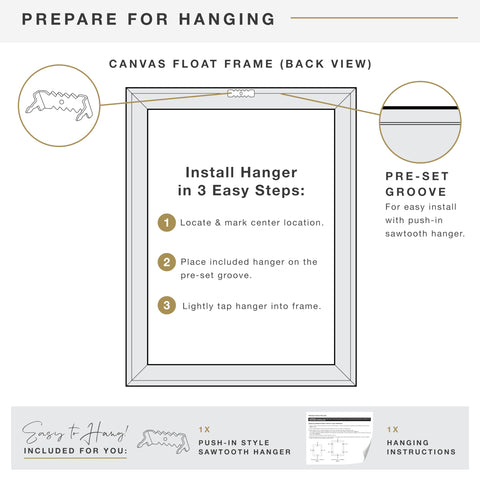 Frame used in horizontal and vertical wall display for canvases