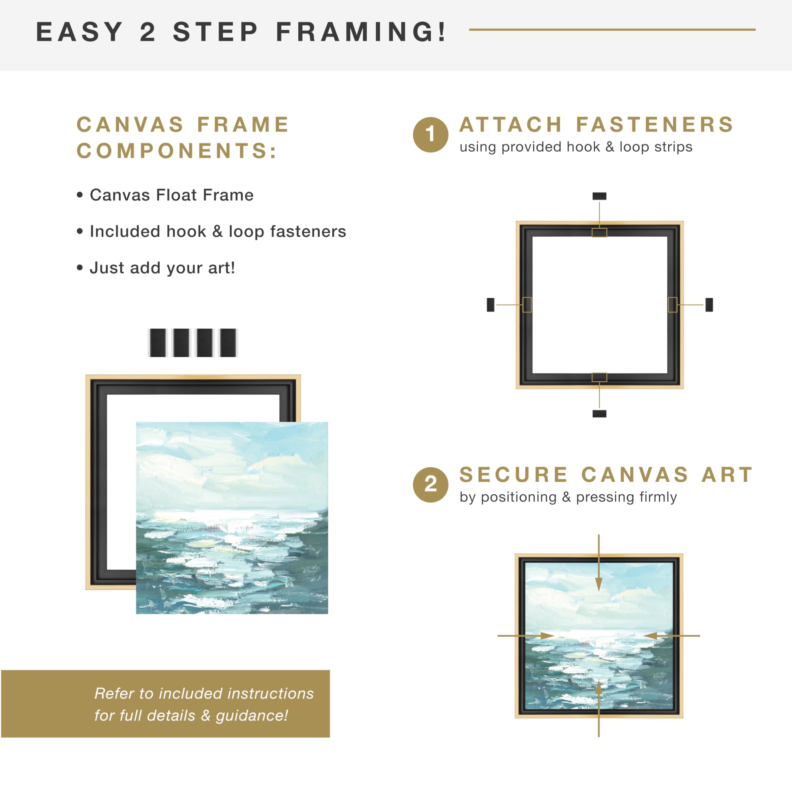 Sawtooth hangers on MCS floater frame for versatile mounting