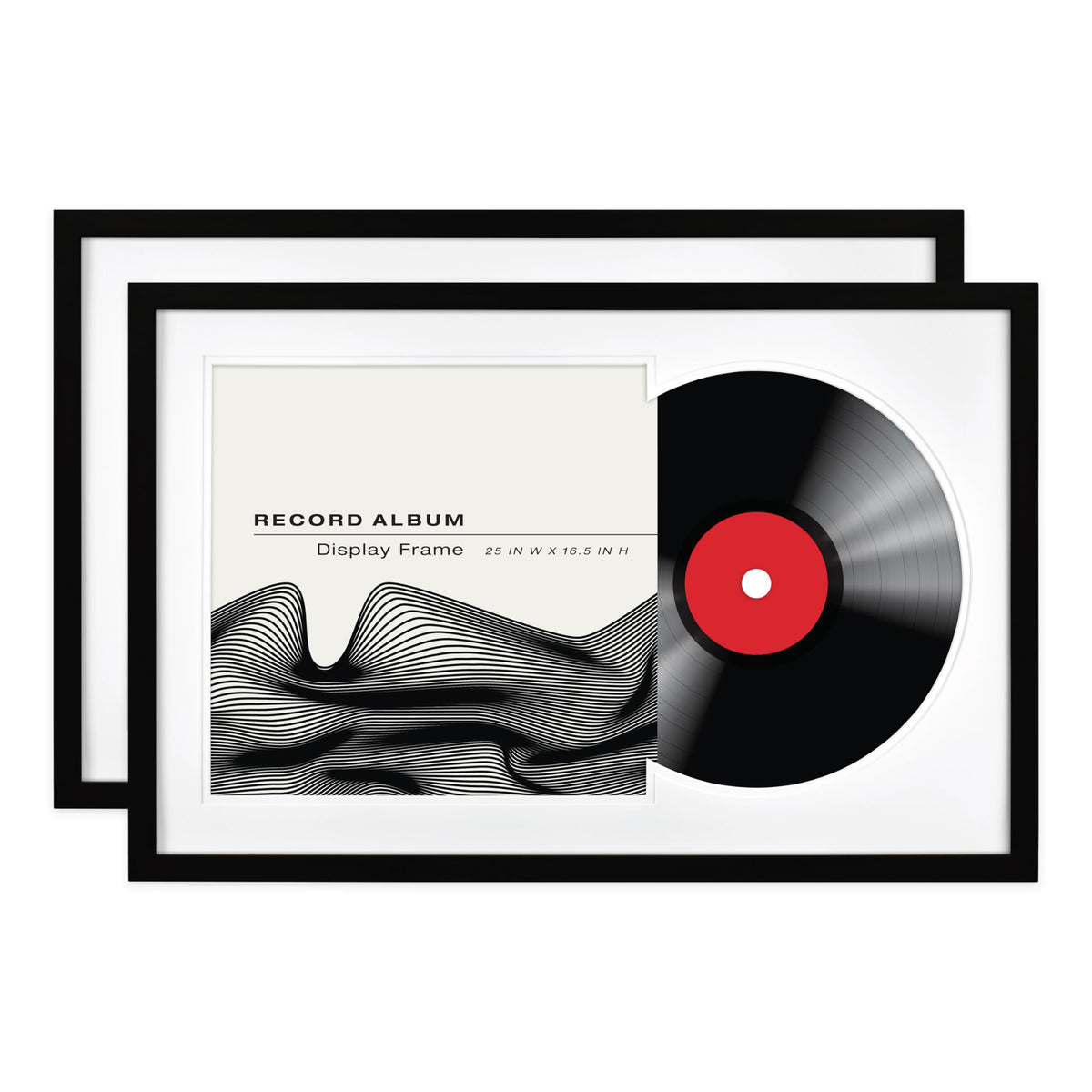 MCS double-groove frame in black showing vinyl cover and record display
