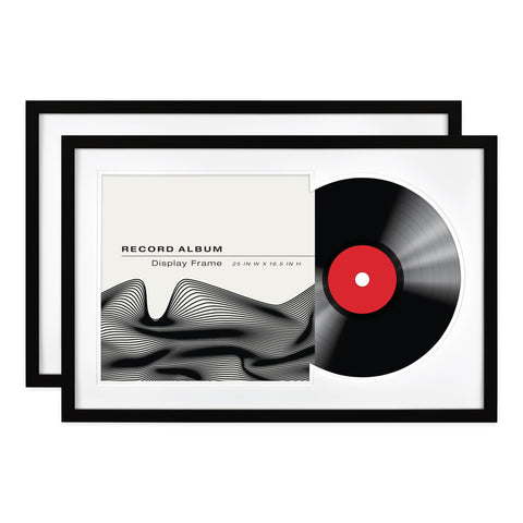 MCS double-groove frame in black showing vinyl cover and record display