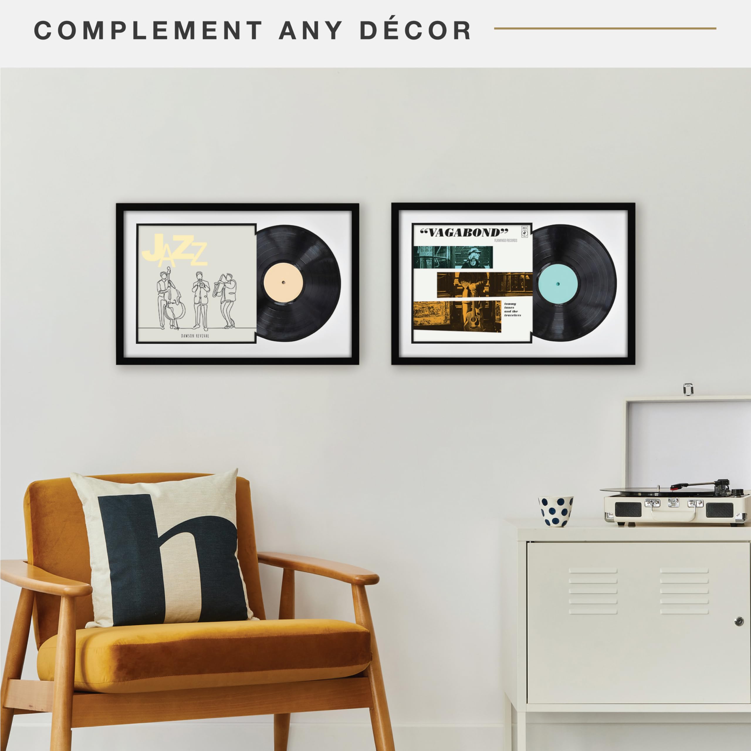 MCS Double Matte Album Frame with vinyl inside highlights two-piece display