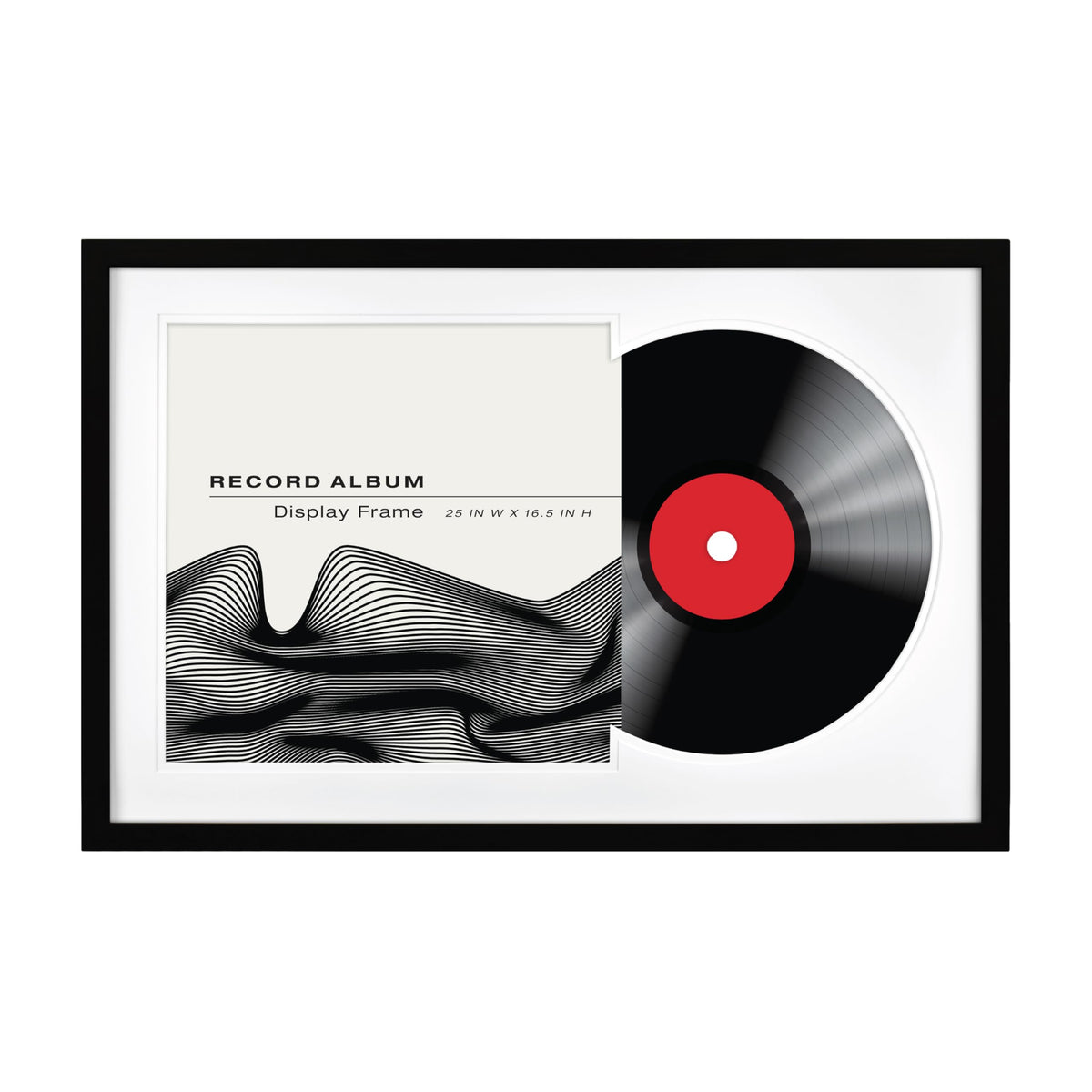 MCS Double Matte Frame showcases album cover and record for gallery-style display