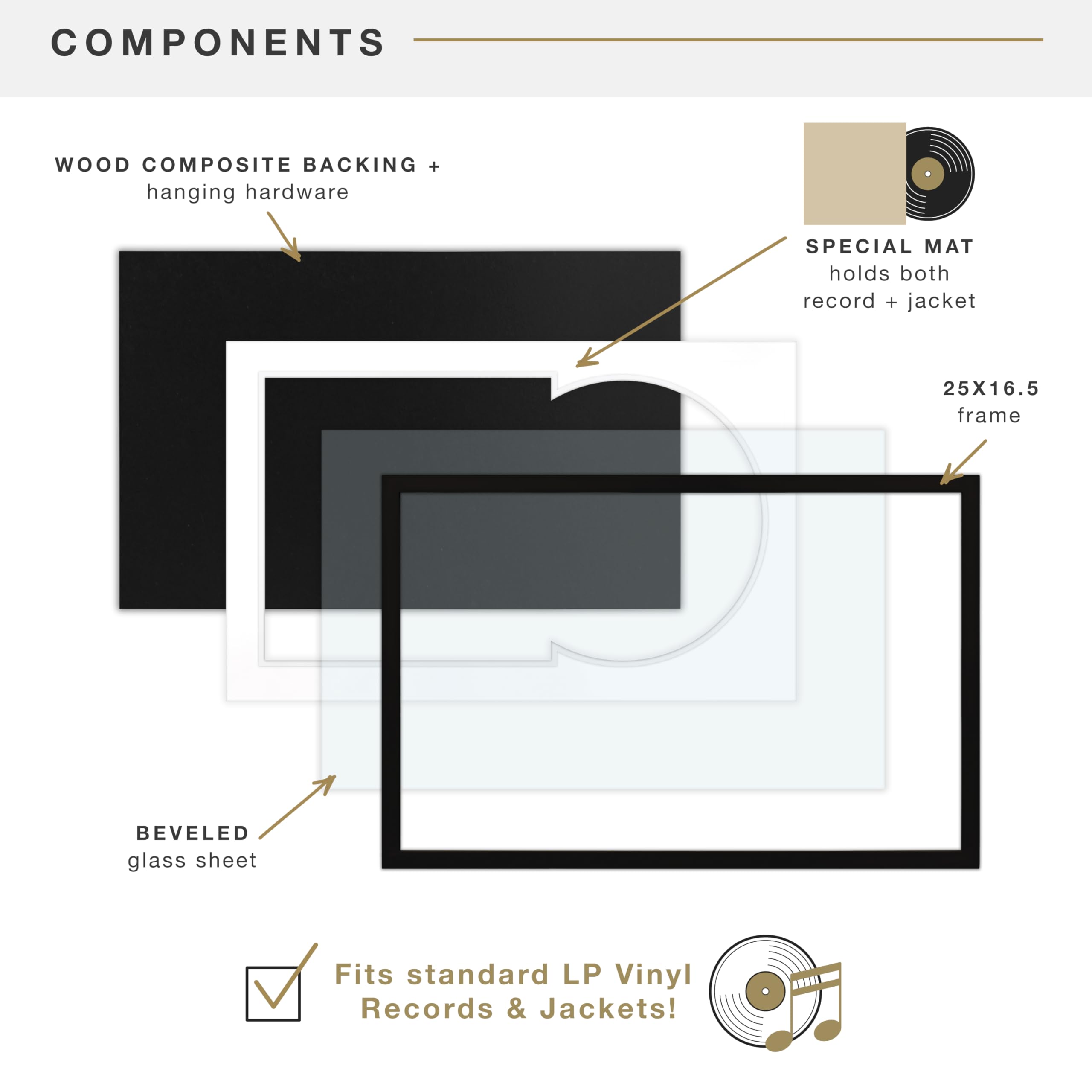 Easy-to-use turn buttons simplify swapping records in the frame