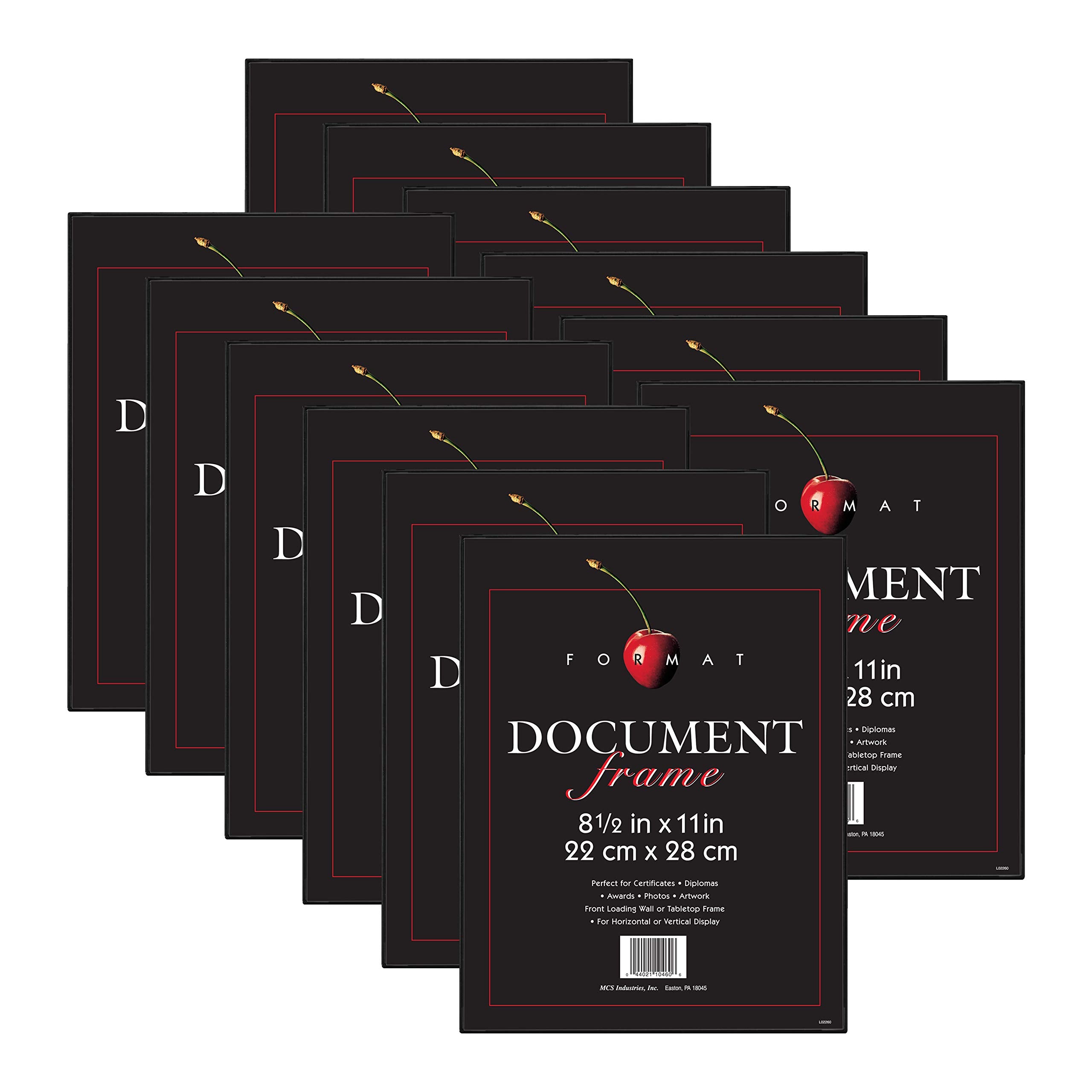 MCS Format 8.5x11 frame front view with sleek black matte finish for diplomas