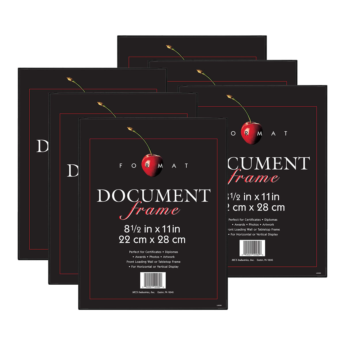 MCS Format 8.5x11 frame front view for a crisp diploma display in home or office