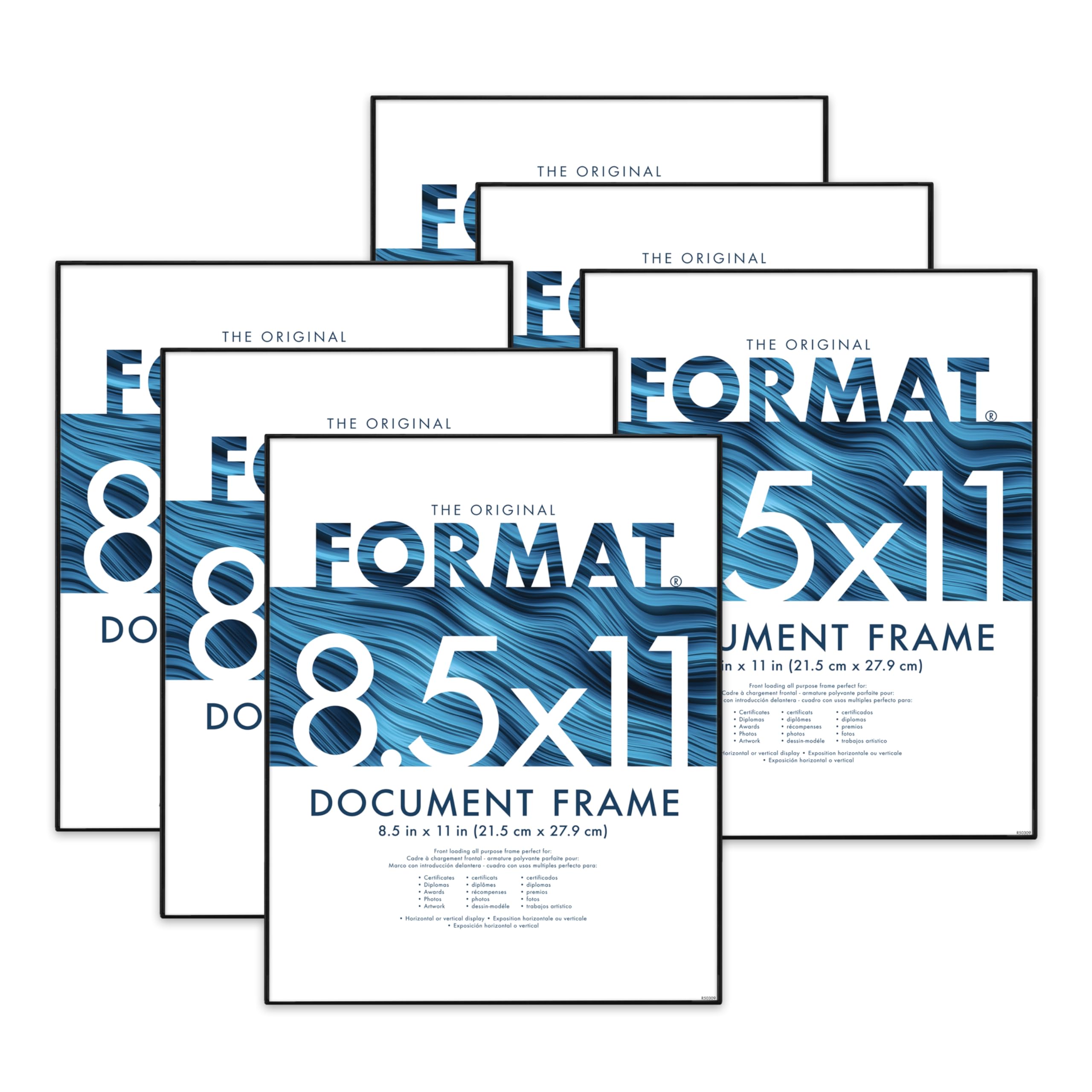 MCS Format 8.5x11 frame front view with glass face protecting diplomas and artwork