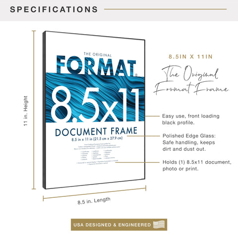 MCS Format frame displayed on a tabletop using the snap-in easel