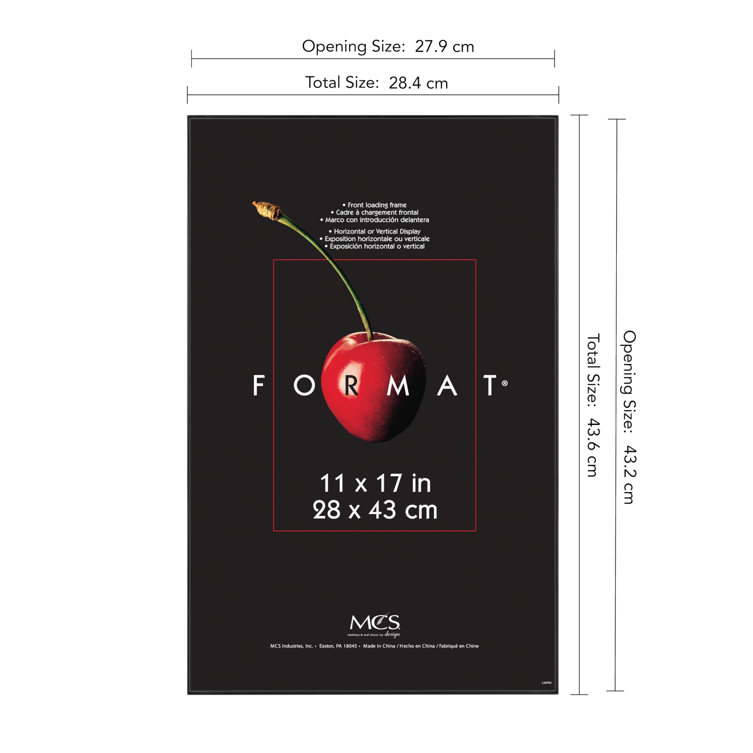 MCS Format front-loading glass face protects prints while swapping easily