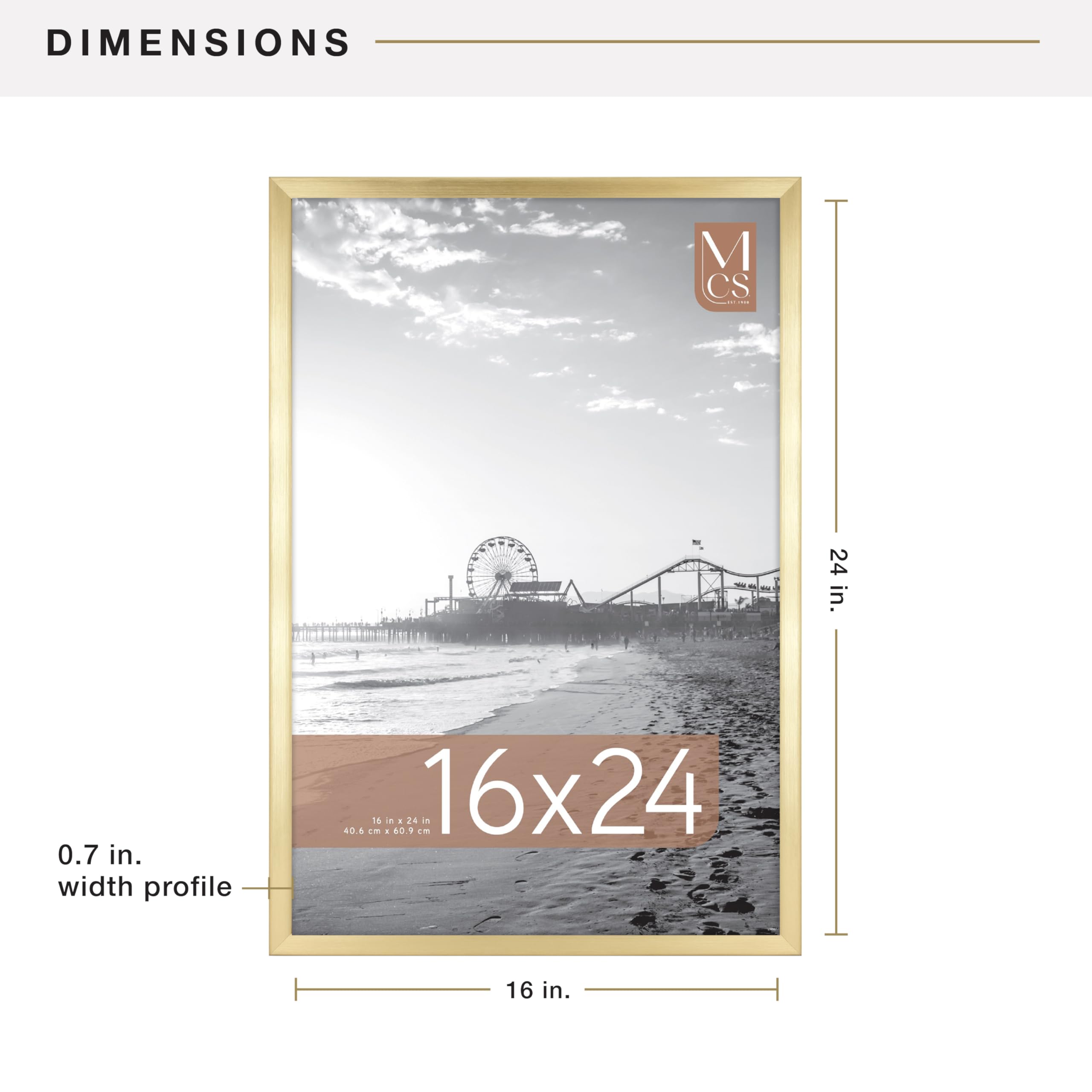 MCS Foundation 16x24 brass frame back MDF provides sturdy support