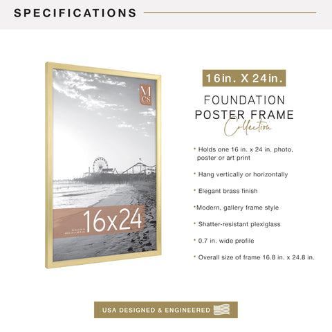 MCS Foundation 16x24 brass frame dimensions show clean, substantial presence