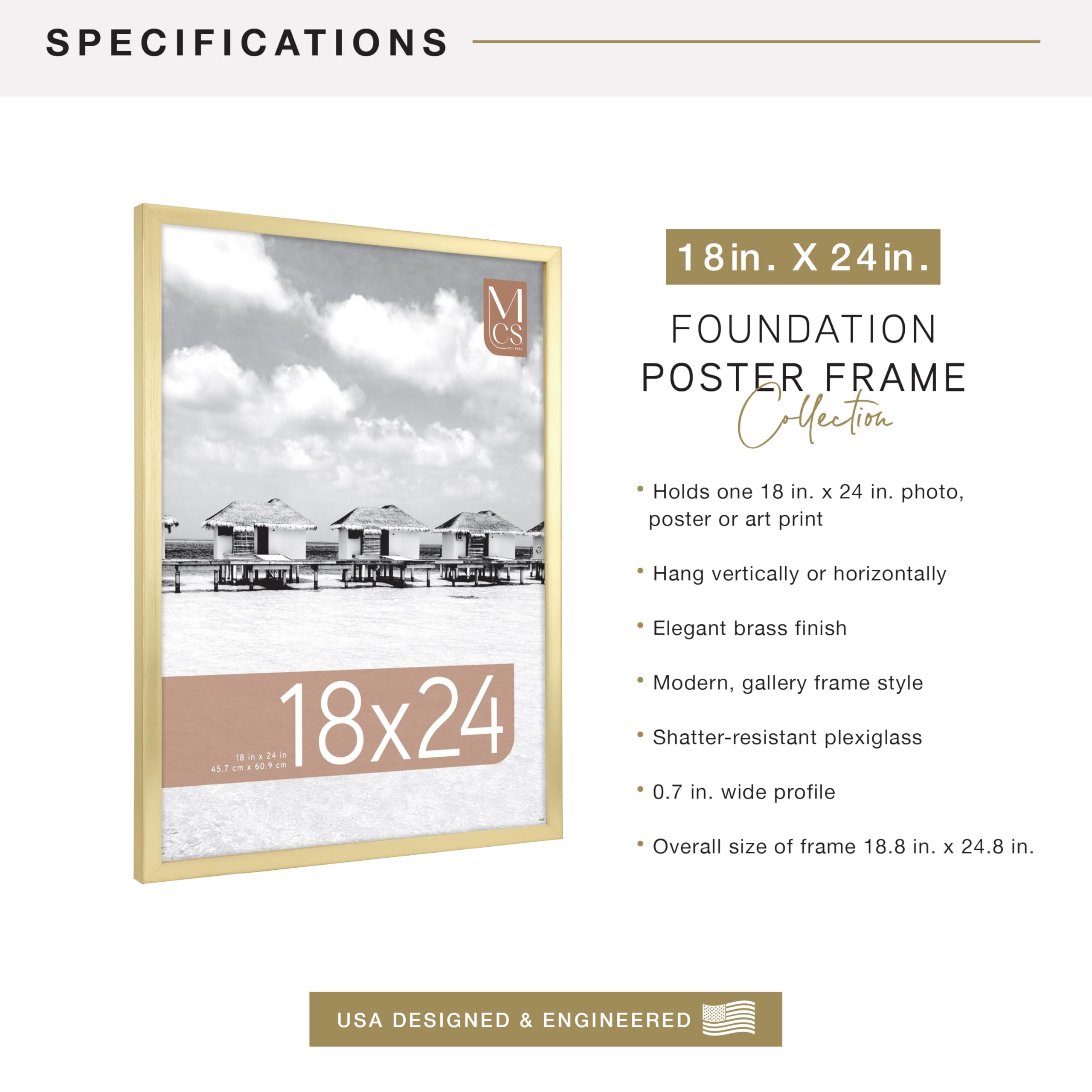 MCS Foundation brass frame wall hanging capability with sawtooth hardware