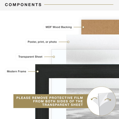 MCS Museum Frame with onyx woodgrain finish enhances modern interiors.