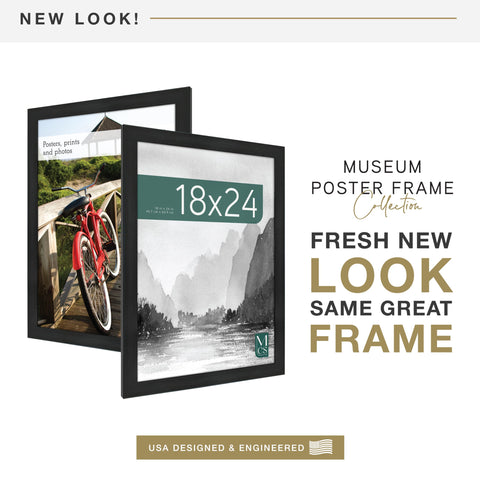 MCS Museum Poster Frame with plexi front protecting posters from dust and scratches.