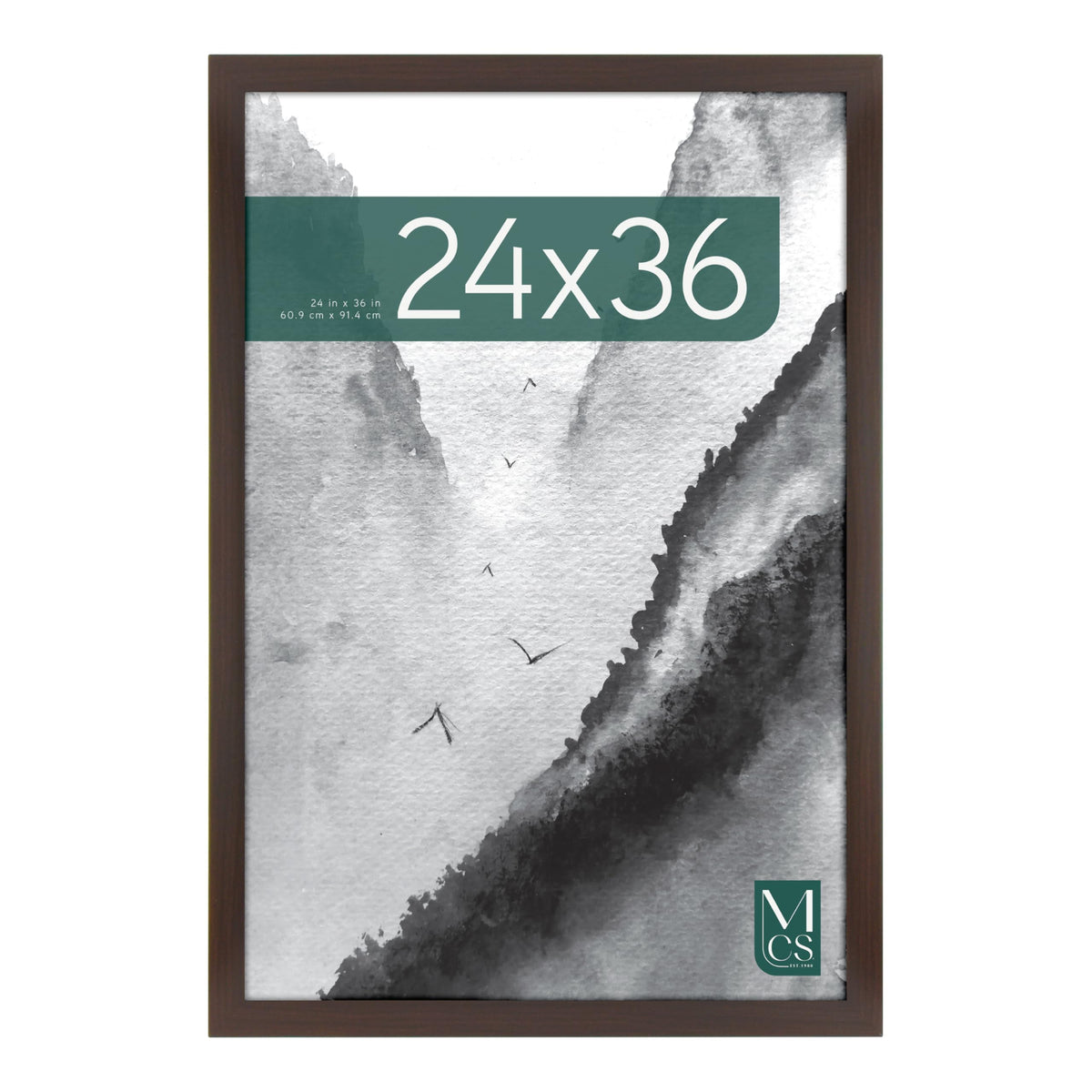 MCS Museum Frame 24x36 espresso woodgrain front view for bold wall art