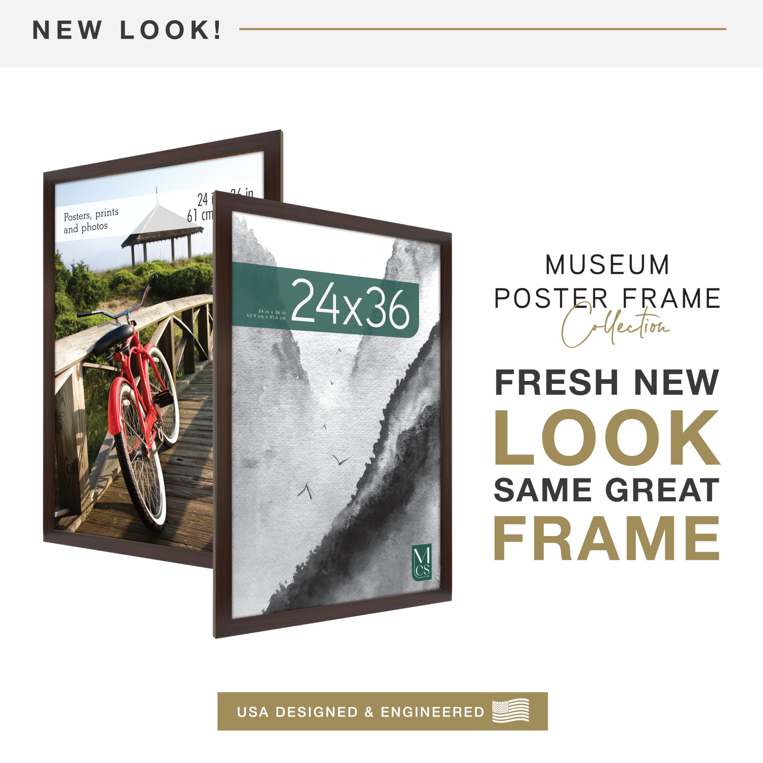 MCS frame 1.5-inch profile in espresso woodgrain adds contemporary flair