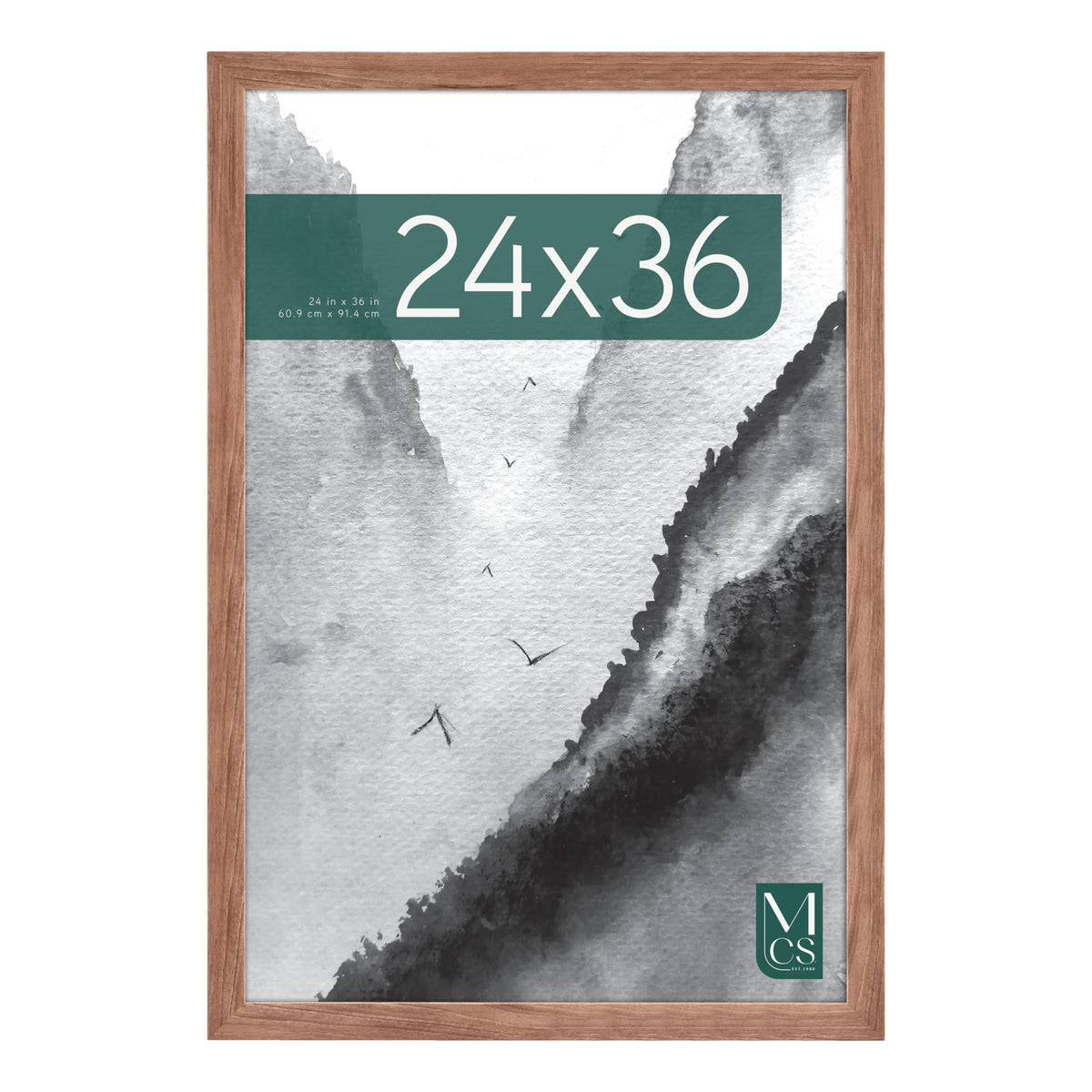 MCS Museum Poster Frame 24x36 with woodgrain front for bold wall display.