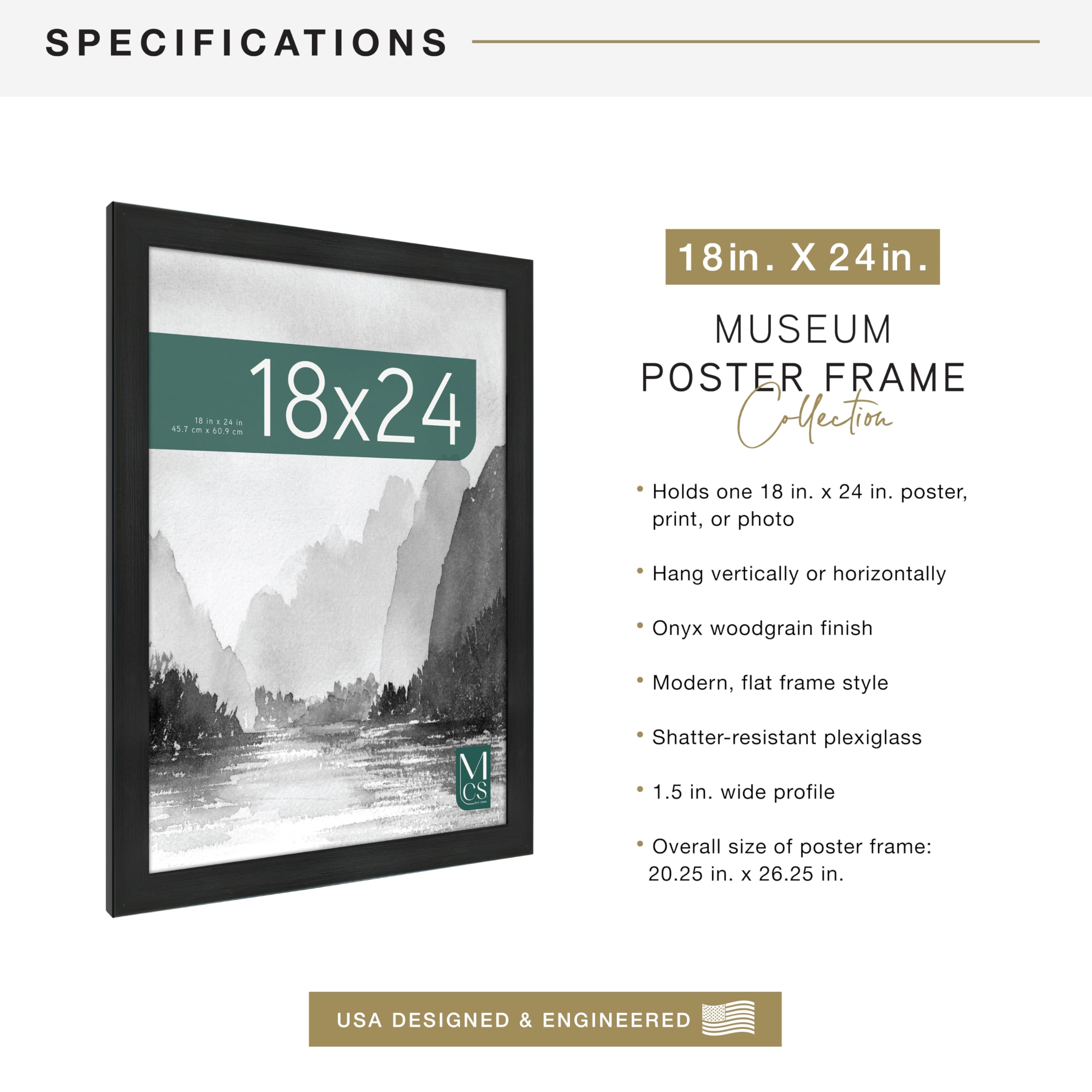 MCS Museum Poster Frame features drop-in backs for easy poster swaps.